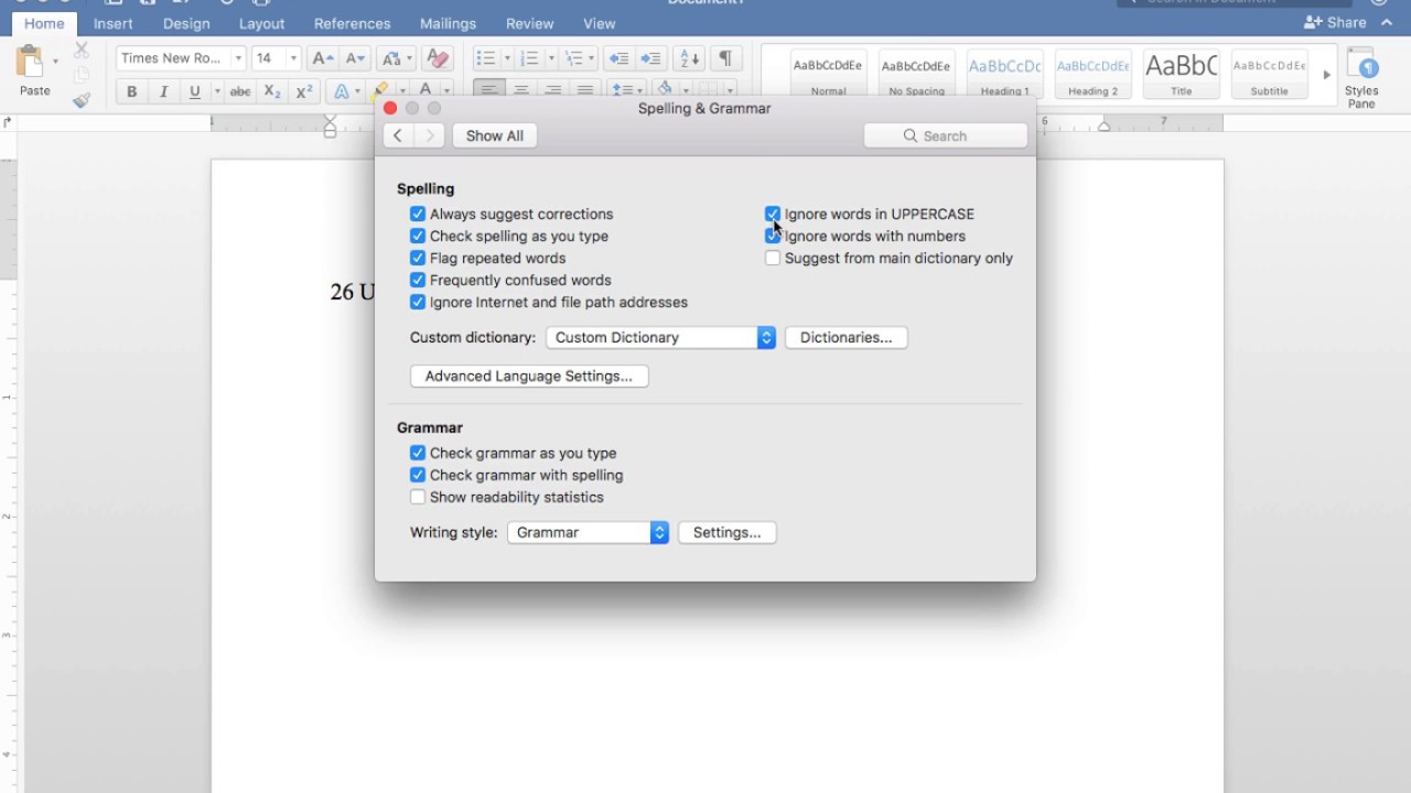 spell check does not work on word for mac, version 15.3